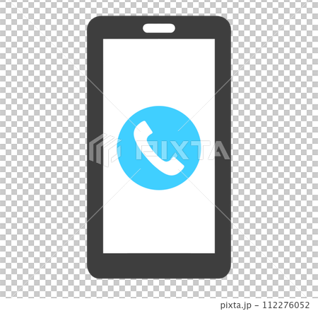 黒と水色｜電話アイコンのスマートフォン	 112276052