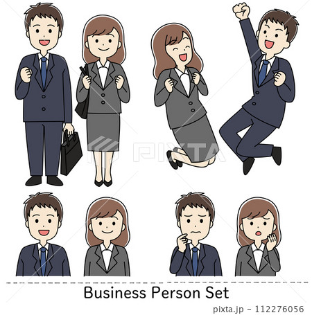 スーツを着た男女のイラストセット 112276056