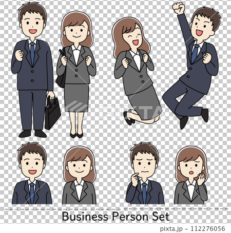 スーツを着た男女のイラストセット 112276056