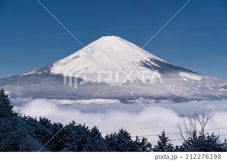 《静岡県》富士山と雪景色の大雲海・乙女峠の眺望 112276198