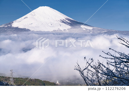 《静岡県》富士山と雪景色の大雲海・乙女峠の眺望 《静岡県》富士山と雪景色の大雲海・乙女峠の眺望 112276206