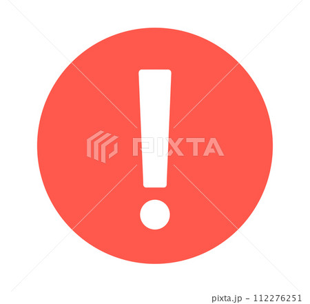 シンプルな赤色のびっくりマーク	 112276251