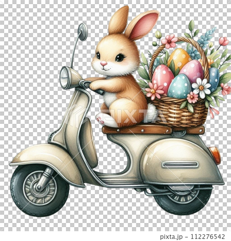 rabbit and flowers with basket rabbit and flowers with basket 112276542