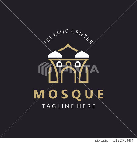Mosque Logo design, simple islamic architecture, emblem symbol islamic center vector 112276694