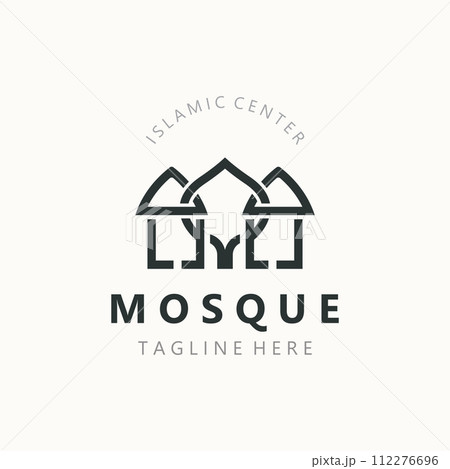 Mosque Logo design, simple islamic architecture, emblem symbol islamic center vector 112276696