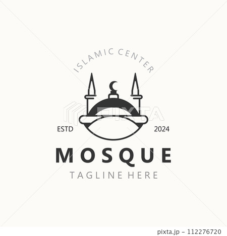 Mosque Logo design, simple islamic architecture, emblem symbol islamic center vector 112276720