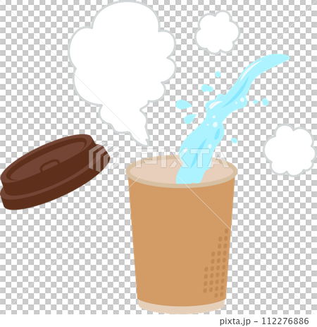 Boiling water poured into a paper cup 112276886