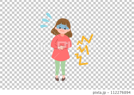 お腹が痛い女の子 112276894