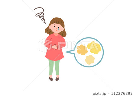 お腹が痛い女の子（おなら　ガス溜まり） 112276895