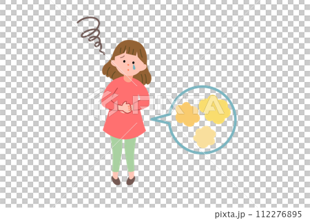 お腹が痛い女の子（おなら　ガス溜まり） 112276895