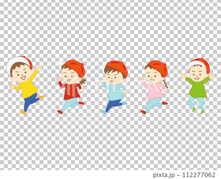 小男孩和女孩在公園裡跑步和玩耍(無背景) 小男孩和女孩在公園裡跑步和玩耍(無背景) 112277062