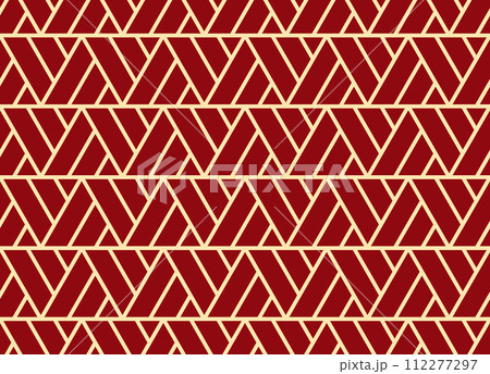 Abstract geometric pattern with stripes, lines. Seamless vector background. Gold and red ornament. Simple lattice graphic design Abstract geometric pattern with stripes, lines. Seamless vector background. Gold and red ornament. Simple lattice graphic design 112277297
