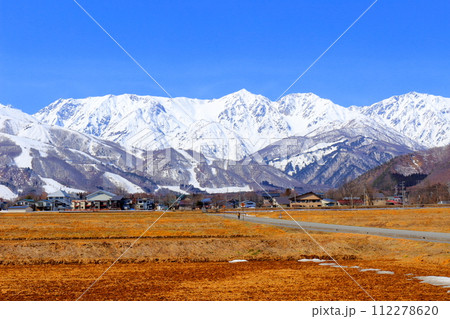 3月の白馬村からの北アルプス　　　信州の山々　　　信州の風景　　　信州の自然 112278620