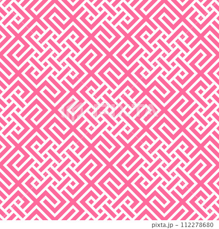 The geometric pattern with lines. Seamless vector background. White and pink texture. Graphic modern pattern. Simple lattice graphic design 112278680