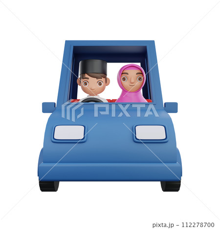 3D Illustration of Muslim character going back to their hometown 3D Illustration of Muslim character going back to their hometown 112278700