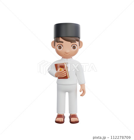 3D Illustration of Muslim character holding the Holy Quran 3D Illustration of Muslim character holding the Holy Quran 112278709