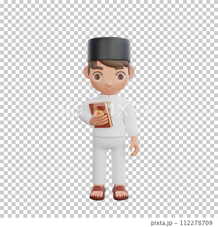 3D Illustration of Muslim character holding the Holy Quran 3D Illustration of Muslim character holding the Holy Quran 112278709
