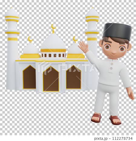 3D Illustration of Muslim character joyful eid celebration 3D Illustration of Muslim character joyful eid celebration 112278734
