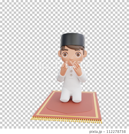 3D Illustration of Muslim character praying 3D Illustration of Muslim character praying 112278738
