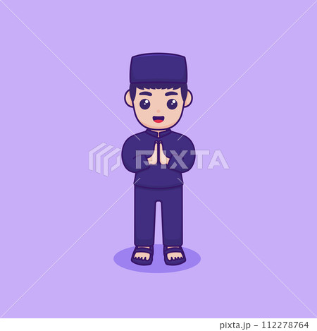 Vector illustration of a character making the gesture of Salam. Ramadan Kareem design concept 112278764