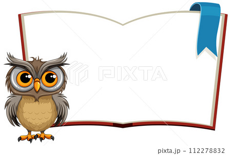 Wise Owl with Open Storybook 112278832