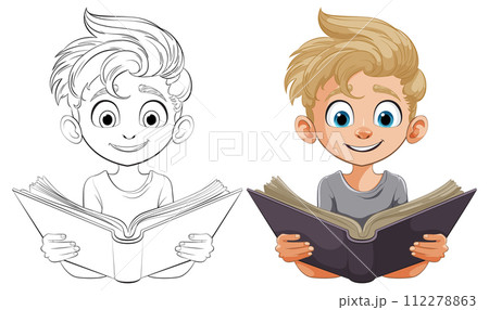 Happy Boy Enjoying a Fascinating Book Happy Boy Enjoying a Fascinating Book 112278863