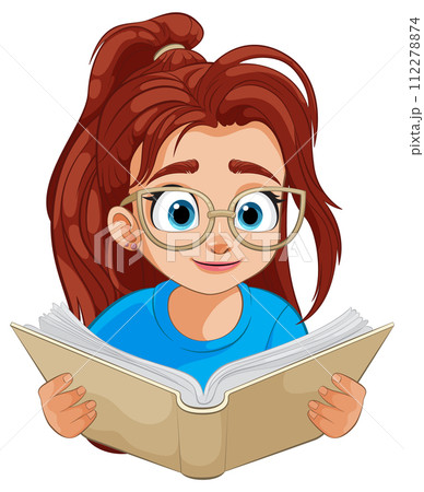 Curious Girl Engrossed in Reading 112278874