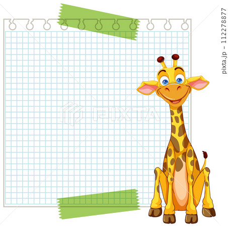 Cheerful Giraffe with Blank Note Cheerful Giraffe with Blank Note 112278877