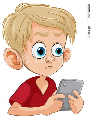 Boy with Tablet Looking Worried 112278880