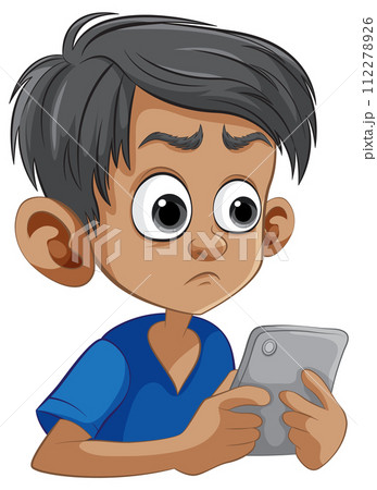 Worried Boy with Digital Tablet 112278926