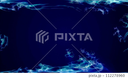 Blue purple energy magic frame made of futuristic waves and lines of liquid plasma smoke particles. Abstract background 112278960