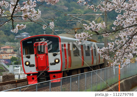 電車と桜(大分市) 電車と桜(大分市) 112279798