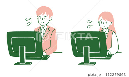 パソコンに向かう男女のビジネスパーソン パソコンに向かう男女のビジネスパーソン 112279868
