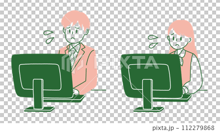 パソコンに向かう男女のビジネスパーソン パソコンに向かう男女のビジネスパーソン 112279868