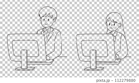 パソコンに向かう男女のビジネスパーソン パソコンに向かう男女のビジネスパーソン 112279880