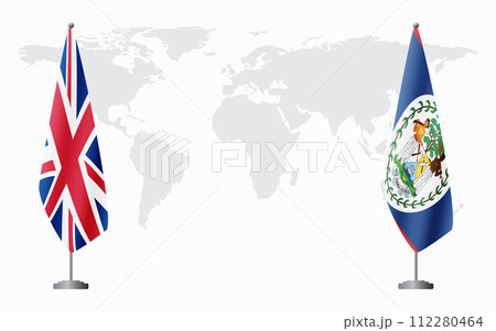 United Kingdom and Belize flags for official meeting 112280464