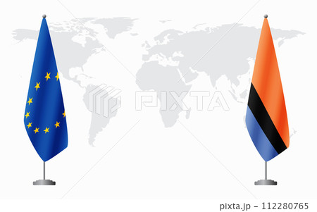 European Union and Chagos Islands flags for official meeting 112280765
