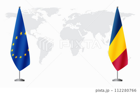 European Union and Chad flags for official meeting 112280766