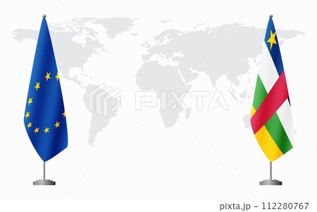European Union and Central African Republic flags for official me 112280767