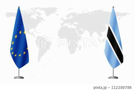 European Union and Botswana flags for official meeting European Union and Botswana flags for official meeting 112280786