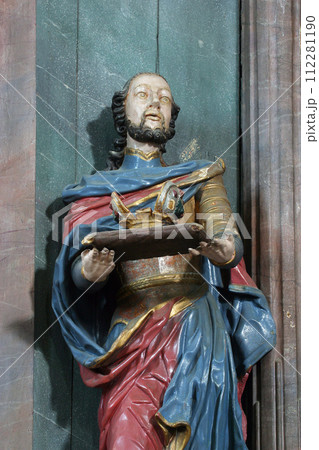 Saint Louis statue on the altar of Saint Francis of Assisi at Saint Catherine of Alexandria Church in Krapina, Croatia 112281190