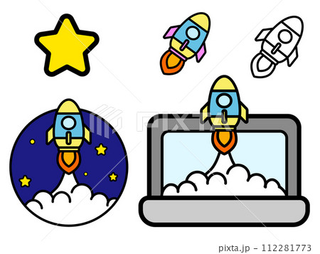 Space Rocket Illustration - Line Icon 112281773