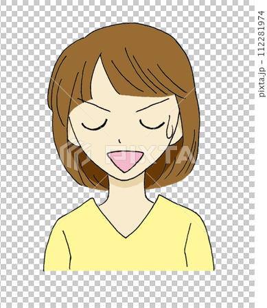 呆れた表情で笑う女性のイラスト 112281974