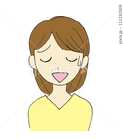 笑のイラスト 諦めた表情で笑う女性のイラストのイラスト素材 [112282009] - PIXTA