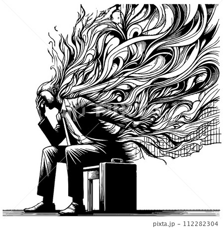 AI-generated content. Nervous overthinking...のイラスト素材 [112282304] - PIXTA