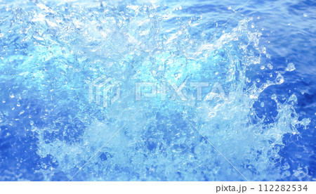 激しく飛び散る水飛沫の画像 112282534
