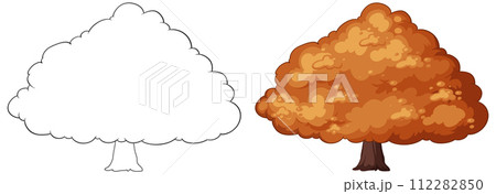 Seasonal Tree Illustration in Two Stages 112282850
