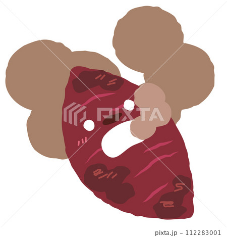 焼きすぎて焦げたサツマイモのキャラクター 112283001