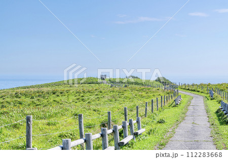 北海道厚岸町　夏の北海道　緑と青のコントラストが美しいチンベの鼻展望台 112283668