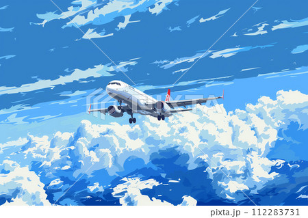 青空を飛ぶ飛行機 112283731